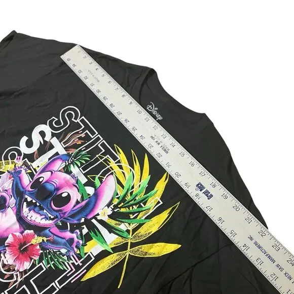 Lilo And Stitch T-Shirt Mens XL Black Hawaiian Colorful Short Sleeve Floral - Picture 6 of 8